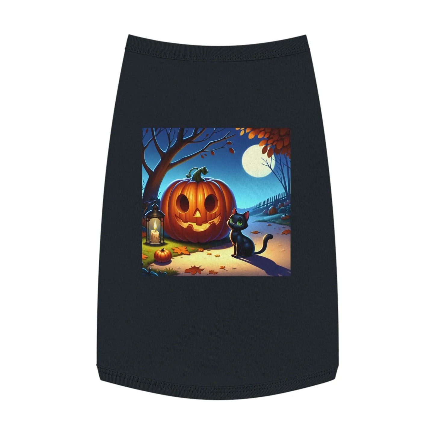 Halloween Cat & Pumpkin Pet Tank Top, Cute Pet Costume, Fall Pet Apparel, Dog Pumpkin Shirt, Cat Halloween Outfit Printify