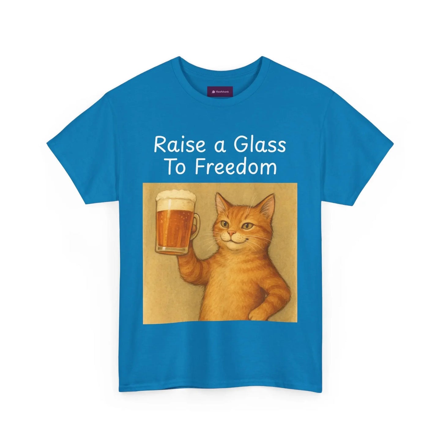 Raise a Glass to Freedom Funny Cat T-Shirt - FloofChonk
