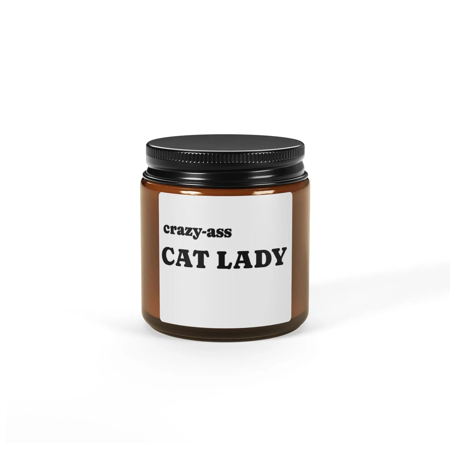Candle: Crazy Ass Cat Lady Scented Soy Candle (Multi-Size, Amber Jar) Printify
