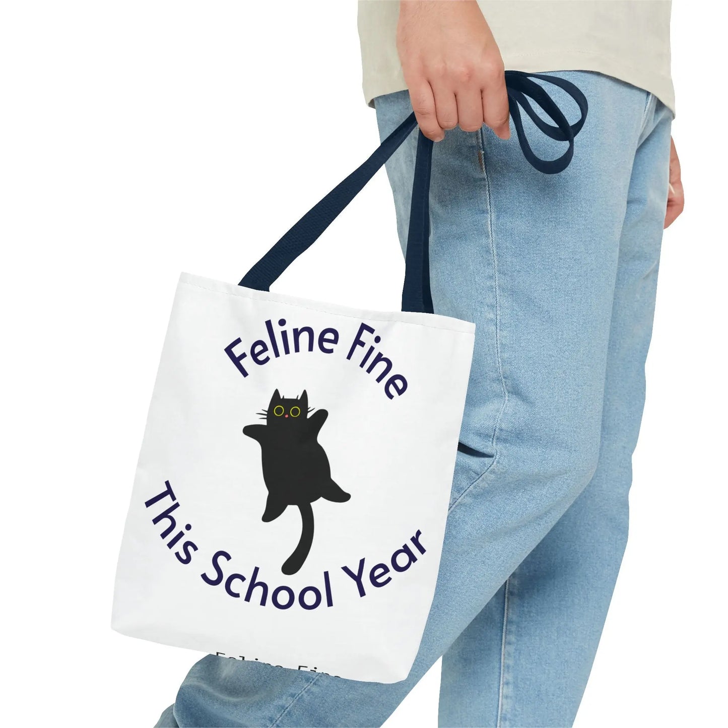 Teacher Tote Bag - Feline Fine This School Year Printify