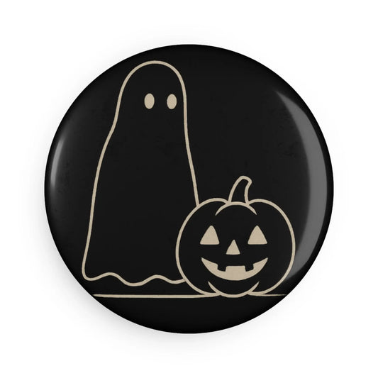 Button Magnet Set - Spooky Halloween Ghost & Pumpkin Design, Halloween Decor, Fall Gifts, Fun Refrigerator Decor, Round Magnet, Halloween - FloofChonk