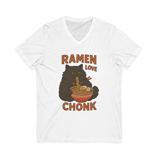 Ramen Love Chonk Cat V-Neck Tee Printify
