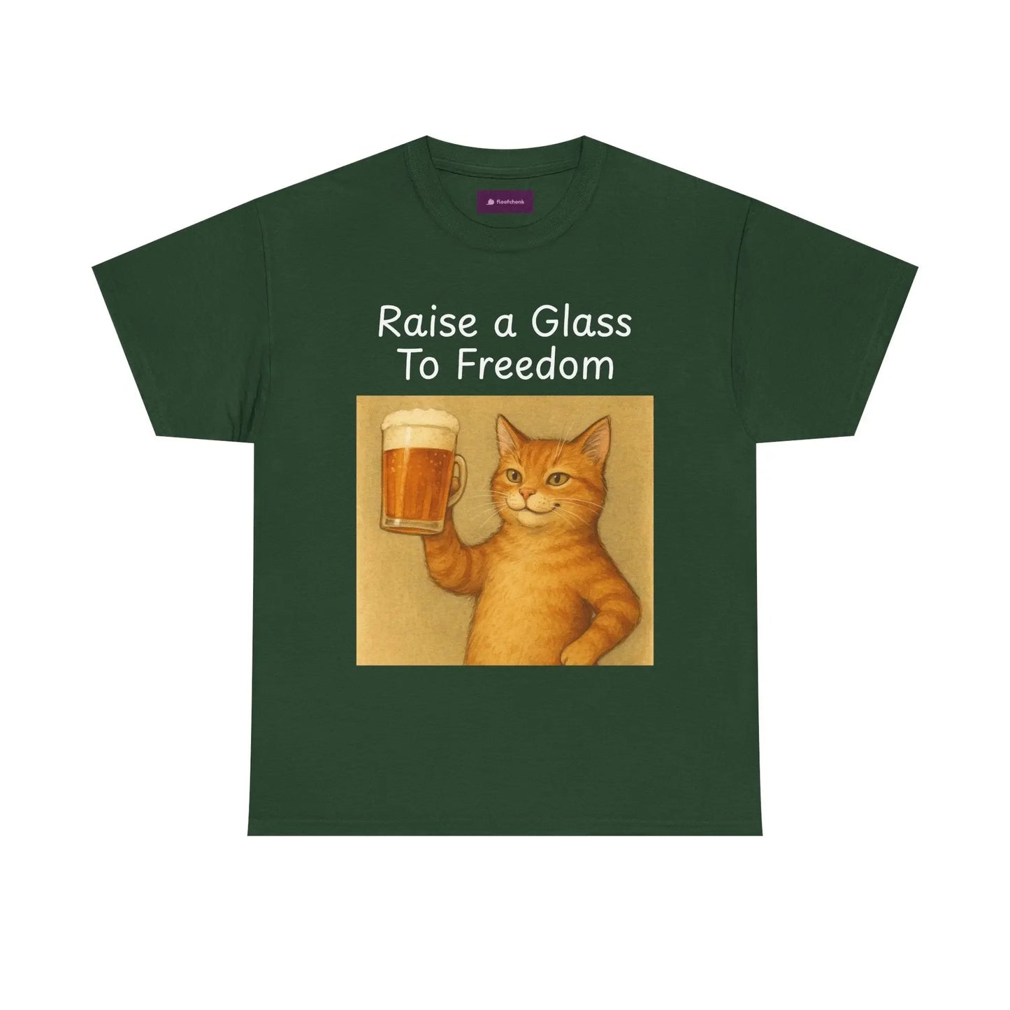 Raise a Glass to Freedom Funny Cat T-Shirt - FloofChonk