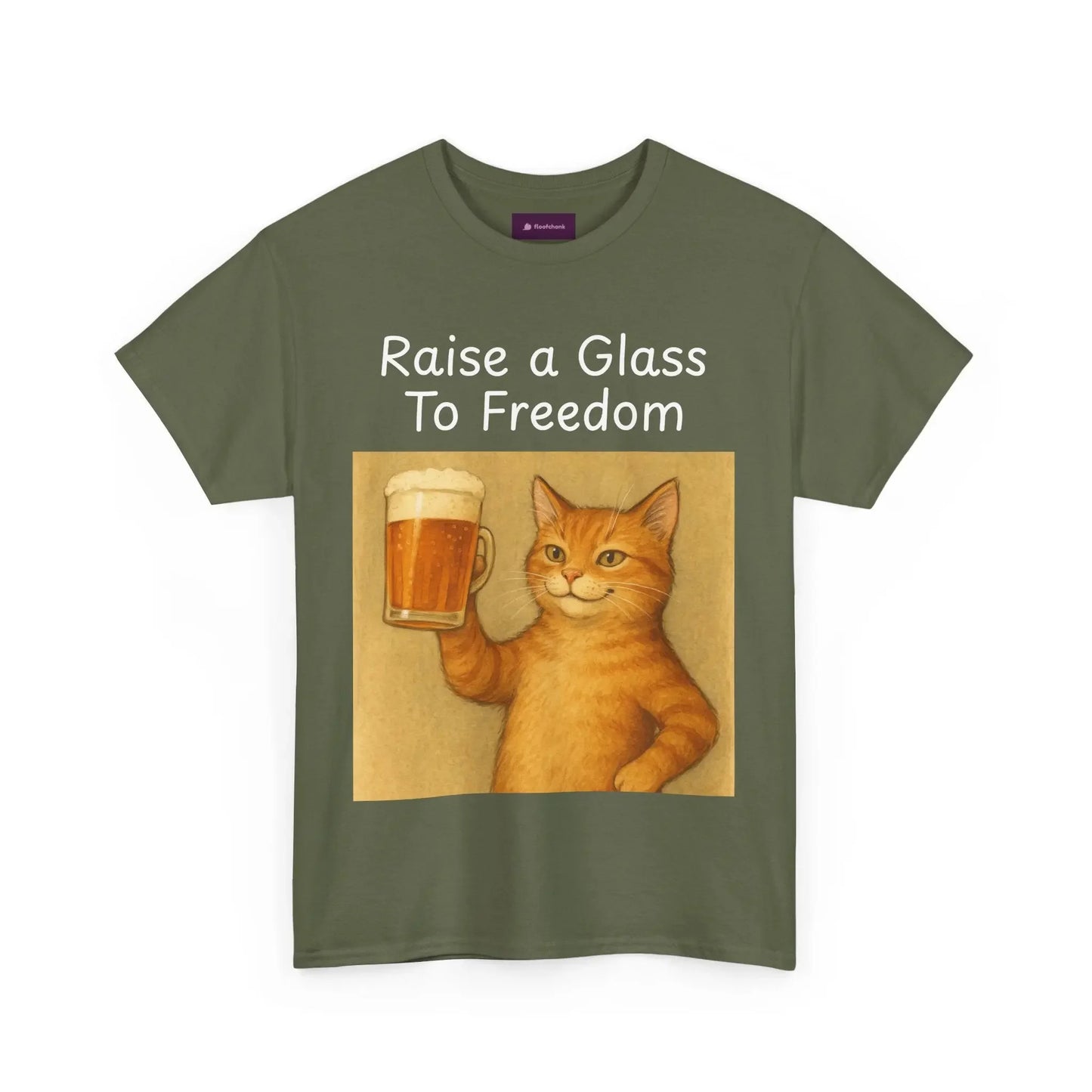 Raise a Glass to Freedom Funny Cat T-Shirt - FloofChonk