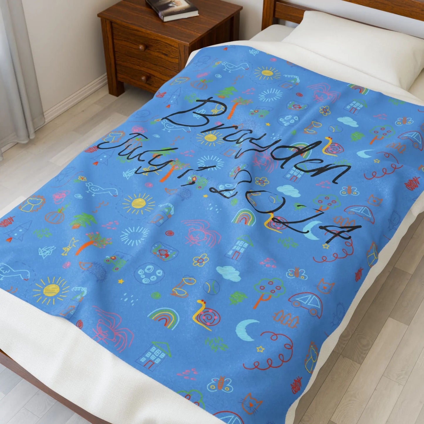 Personalized Velveteen Plush Blanket Printify