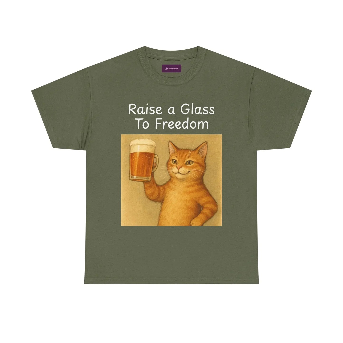 Raise a Glass to Freedom Funny Cat T-Shirt - FloofChonk