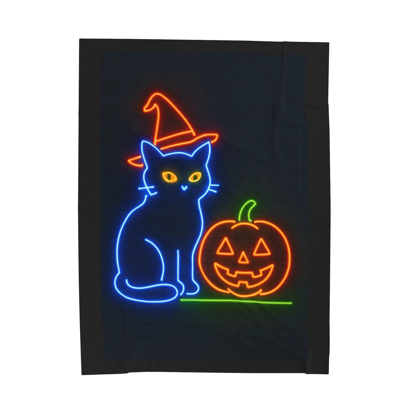 Velveteen Plush Blanket | Cozy Halloween Cat Soft Throw for Fall, Spooky Decor, Gift for Cat Lovers, Autumn Snuggle, Cozy Home, Halloween