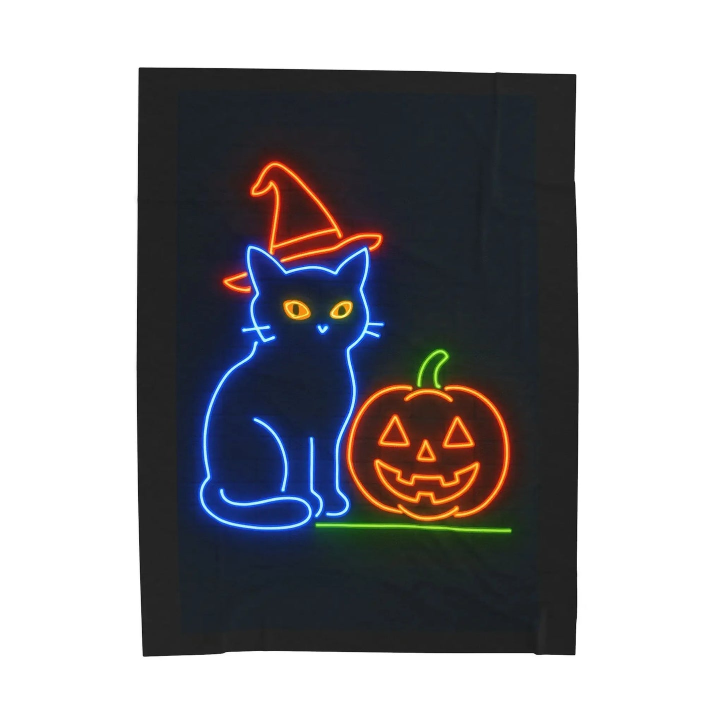 Velveteen Plush Blanket | Cozy Halloween Cat Soft Throw for Fall, Spooky Decor, Gift for Cat Lovers, Autumn Snuggle, Cozy Home, Halloween - FloofChonk