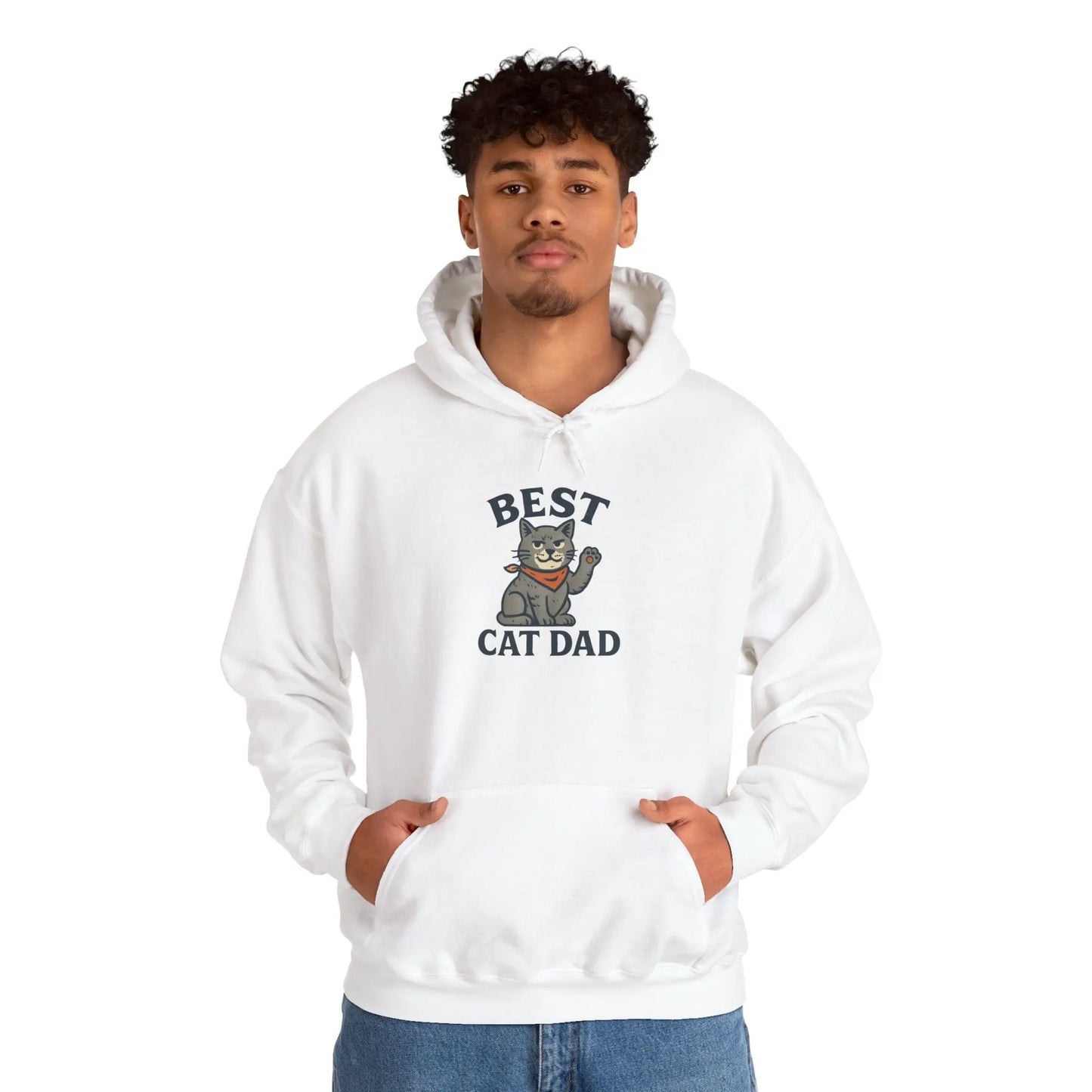 Best Cat Dad Hooded Sweatshirt, Cat Lover Gift, Funny Sweatshirt, Pet Dad Apparel, Cozy Cat Dad Hoodie Printify