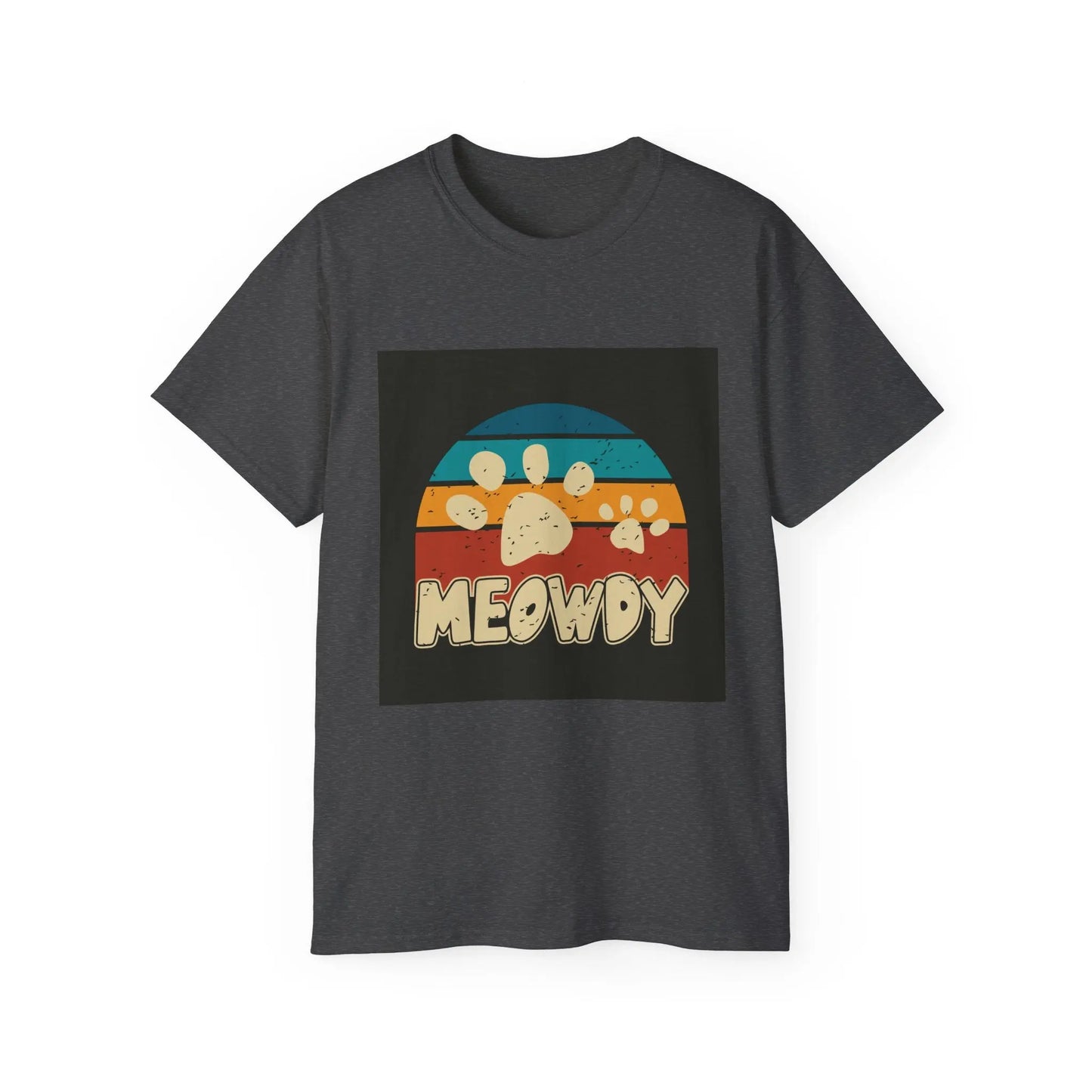 Cat Lover Tee, Retro Meowdy Paw Print Shirt, Unisex Gift for Cat Mom/Dad, Cute Animal Lover T-Shirt, Summer Outfit Apparel Printify