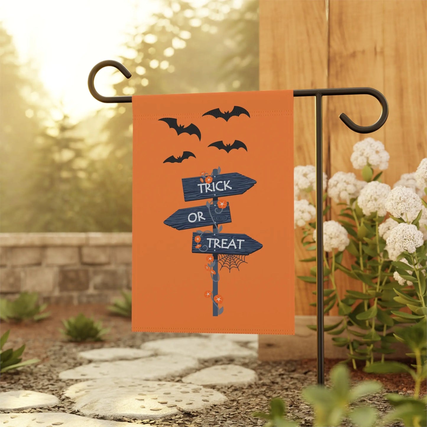 Halloween Garden Banner, Trick or Treat Flag, Seasonal Yard Decor, Fall Home Decoration, Spooky Outdoor Sign Printify