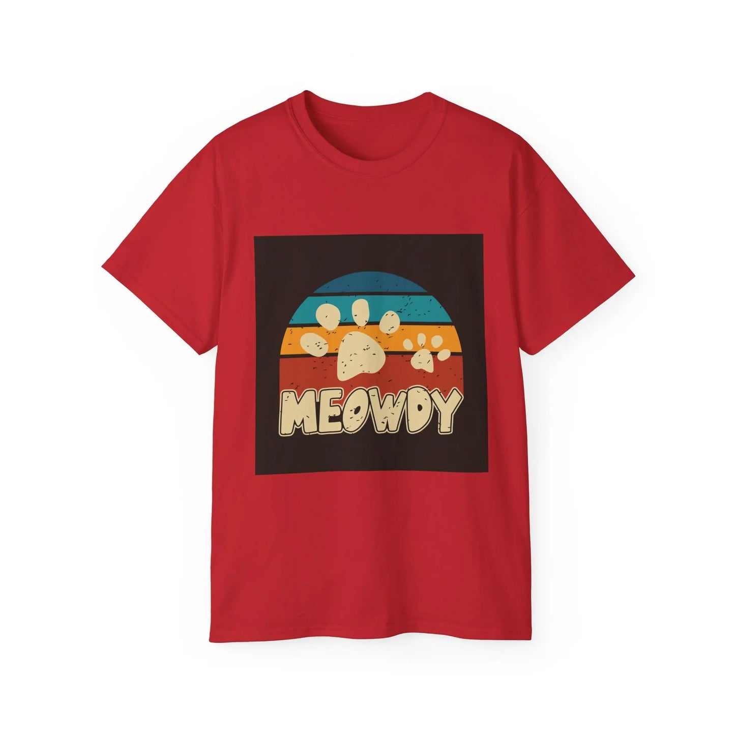 Cat Lover Tee, Retro Meowdy Paw Print Shirt, Unisex Gift for Cat Mom/Dad, Cute Animal Lover T-Shirt, Summer Outfit Apparel Printify