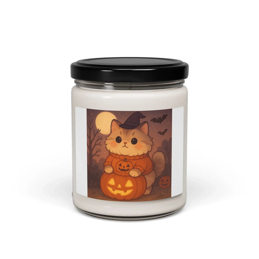 Halloween Cat Scented Soy Candle, Cozy Home Fragrance, Pumpkin Spice, Fall Decor, Gift for Cat Lovers - FloofChonk