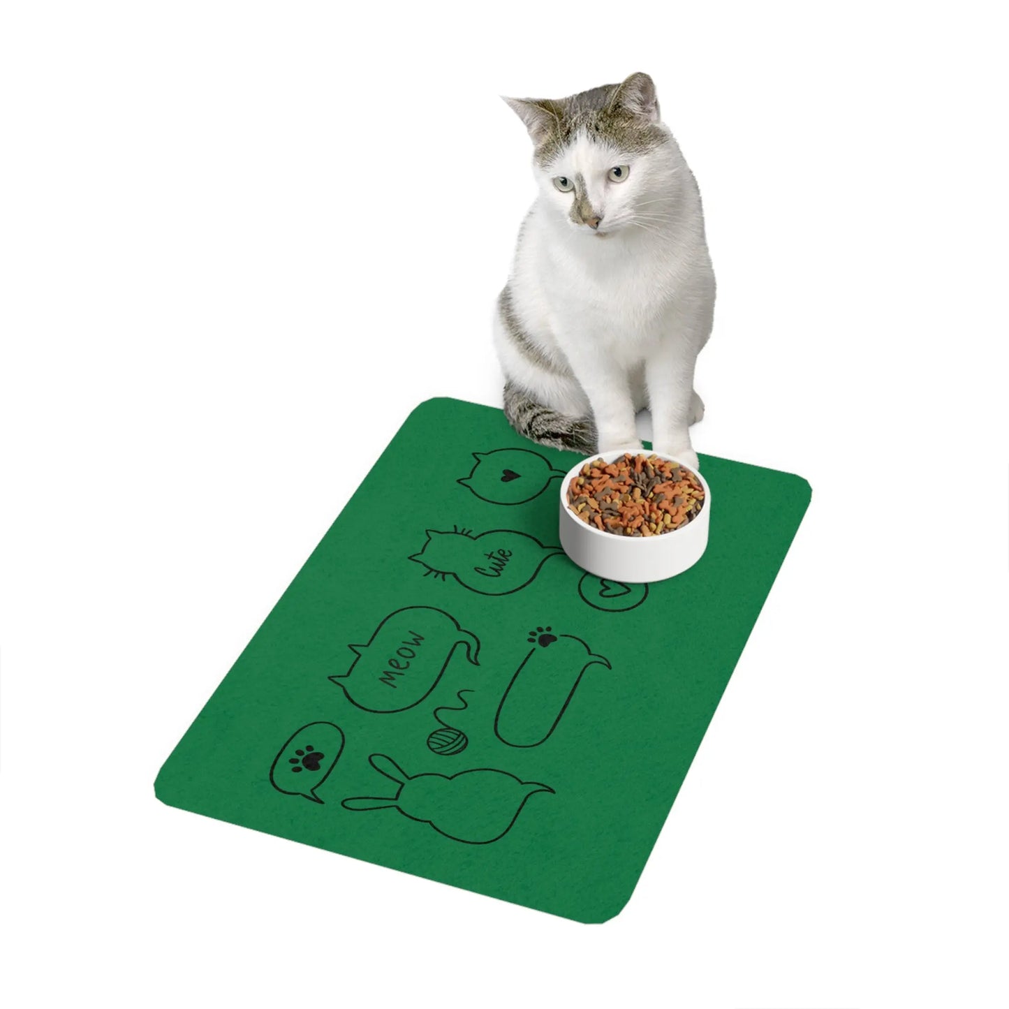 Whimsical Pet Food Mat - Fun Cat & Dog Designs, Dish Mat, Cat Lover Gifts, Dog Accessories, Pet Feeding Mat Printify