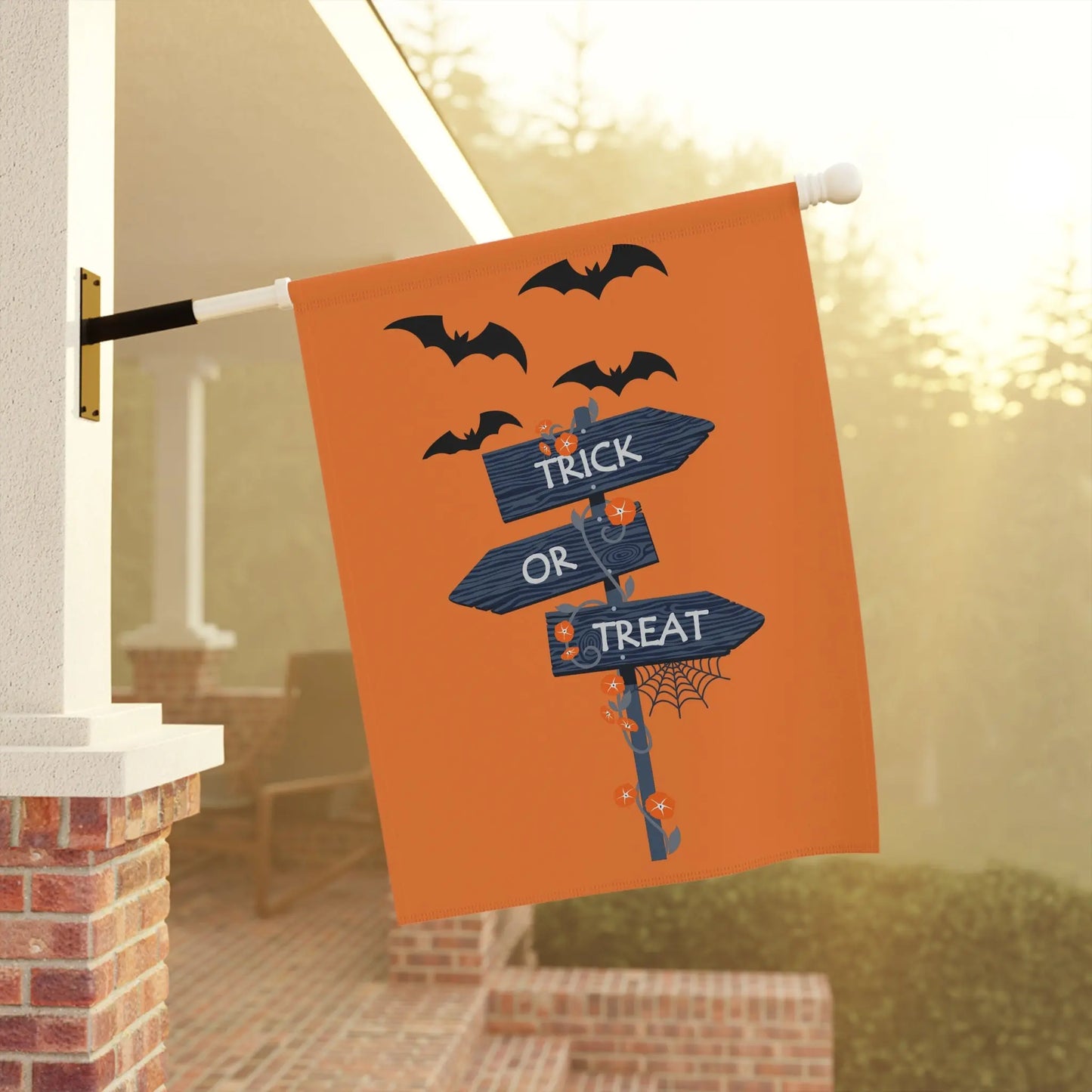 Halloween Garden Banner, Trick or Treat Flag, Seasonal Yard Decor, Fall Home Decoration, Spooky Outdoor Sign Printify