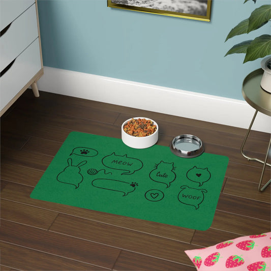 Whimsical Pet Food Mat - Fun Cat & Dog Designs, Dish Mat, Cat Lover Gifts, Dog Accessories, Pet Feeding Mat Printify