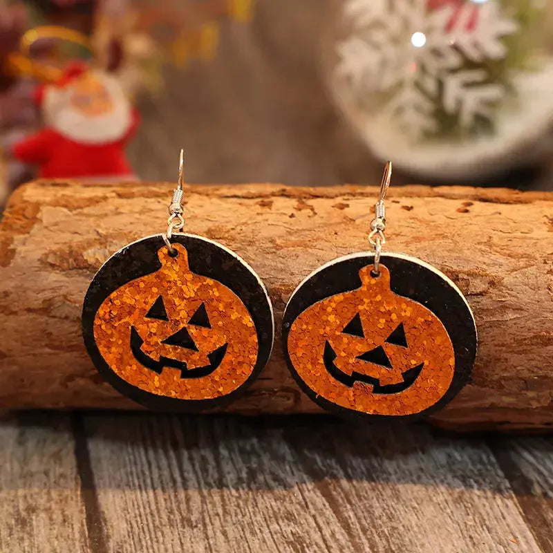 PU Leather Pumpkin Earrings - FloofChonk