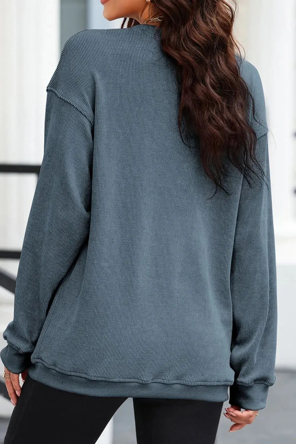 Glitter Ghost Round Neck Long Sleeve Sweatshirt - FloofChonk