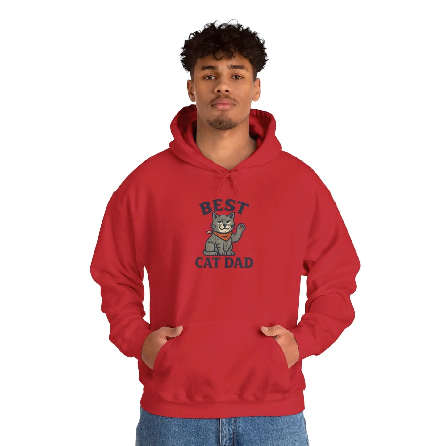 Best Cat Dad Hooded Sweatshirt, Cat Lover Gift, Funny Sweatshirt, Pet Dad Apparel, Cozy Cat Dad Hoodie Printify