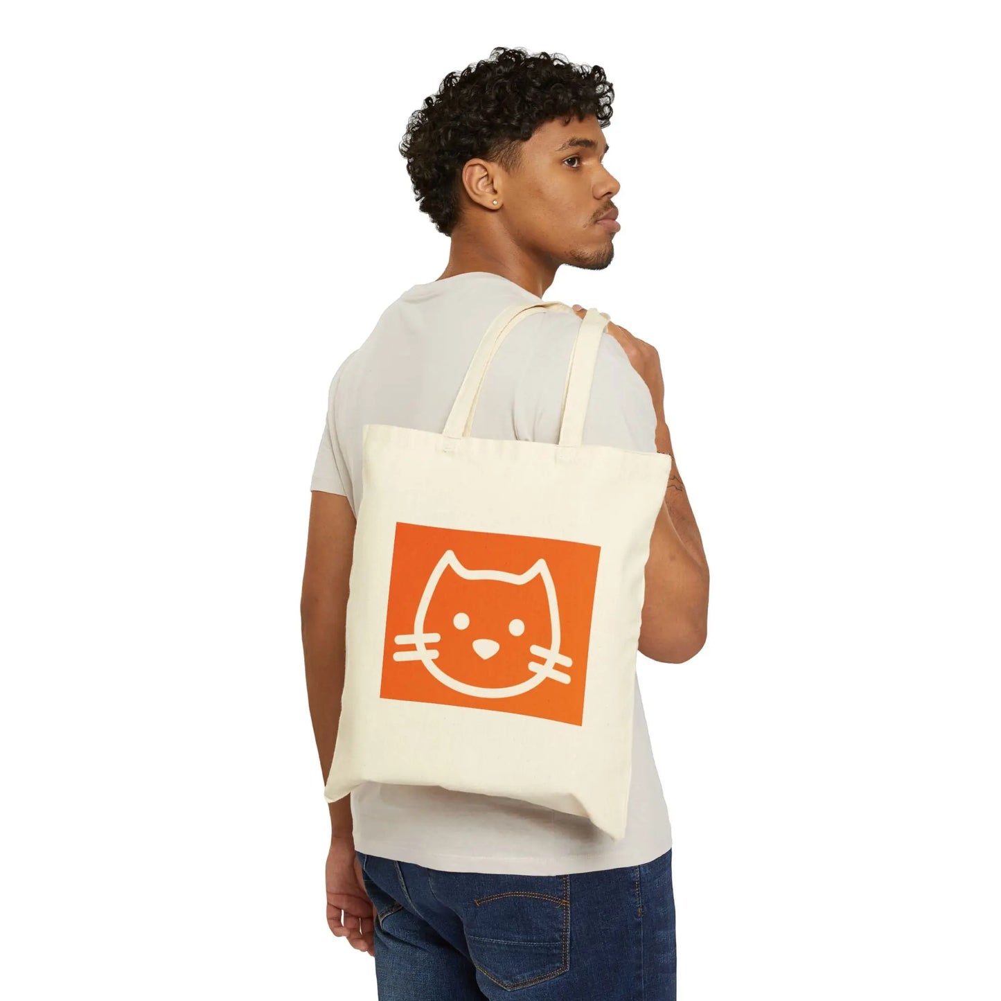 Canvas Tote Bag - Cute Cat Pet Lover Eco-Friendly Shopping Floofchonk Design Printify