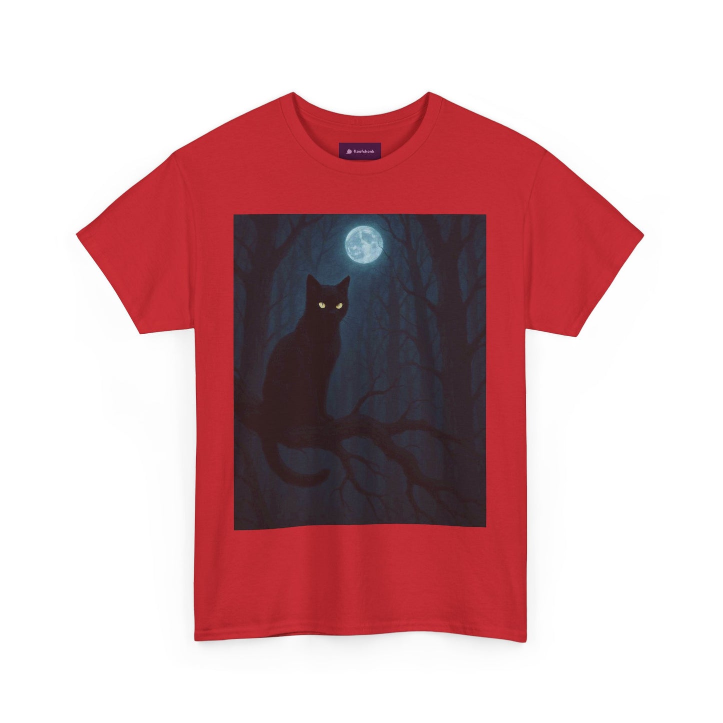 Mystical Cat Tee - Unique Gift for Halloween, Unisex Heavy Cotton Shirt, Cat Lovers, Spooky Style, Night Out, Halloween Shirt