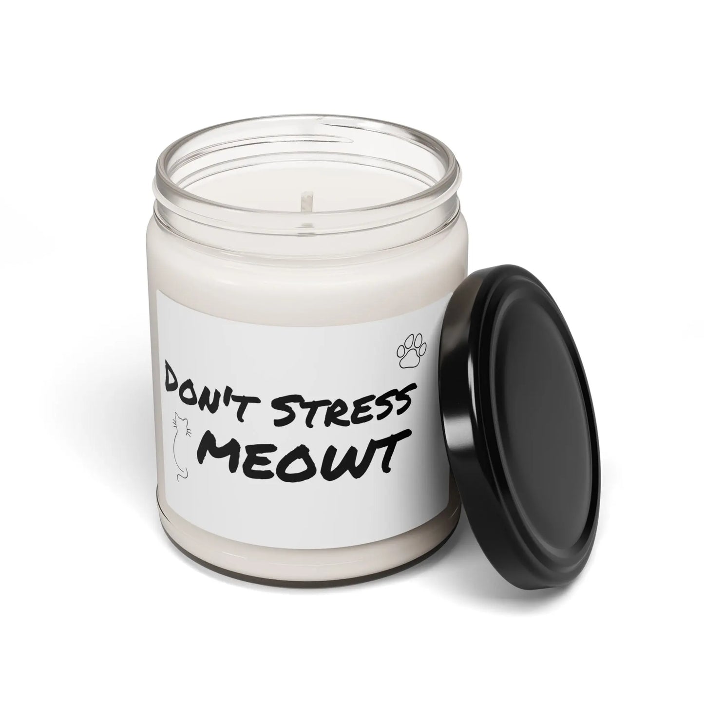 Cat-Themed Scented Soy Candle - 'Don't Stress Meowt' Printify