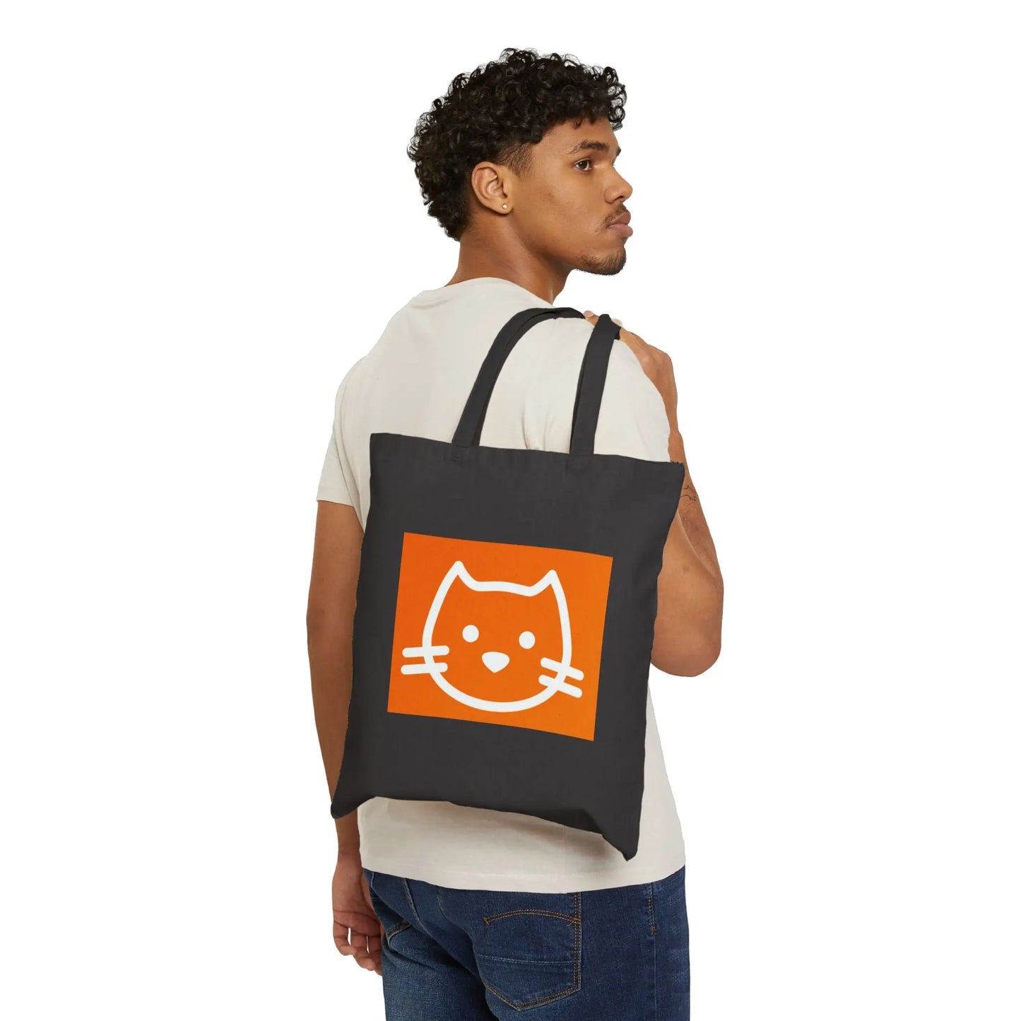 Canvas Tote Bag - Cute Cat Pet Lover Eco-Friendly Shopping Floofchonk Design Printify