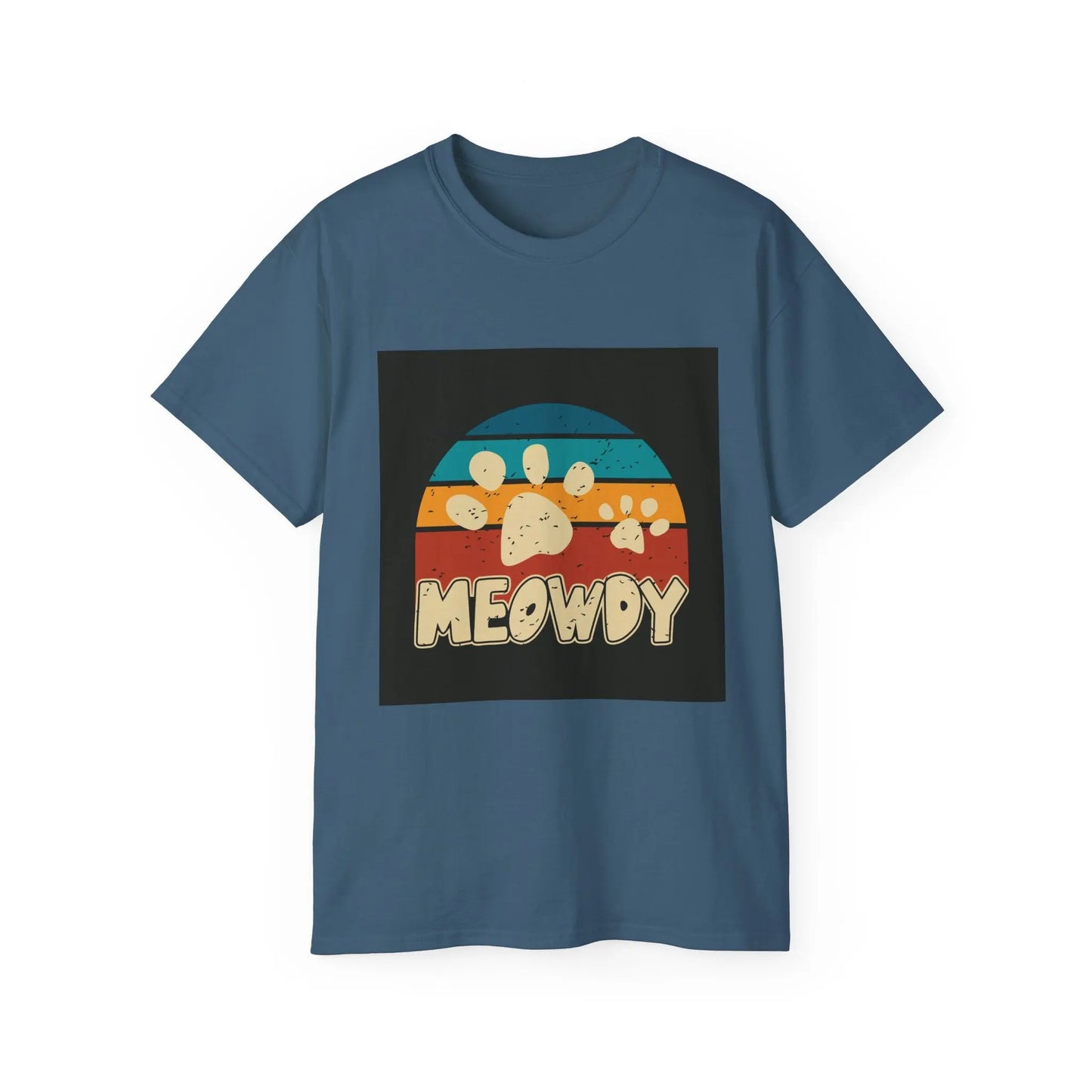 Cat Lover Tee, Retro Meowdy Paw Print Shirt, Unisex Gift for Cat Mom/Dad, Cute Animal Lover T-Shirt, Summer Outfit Apparel Printify