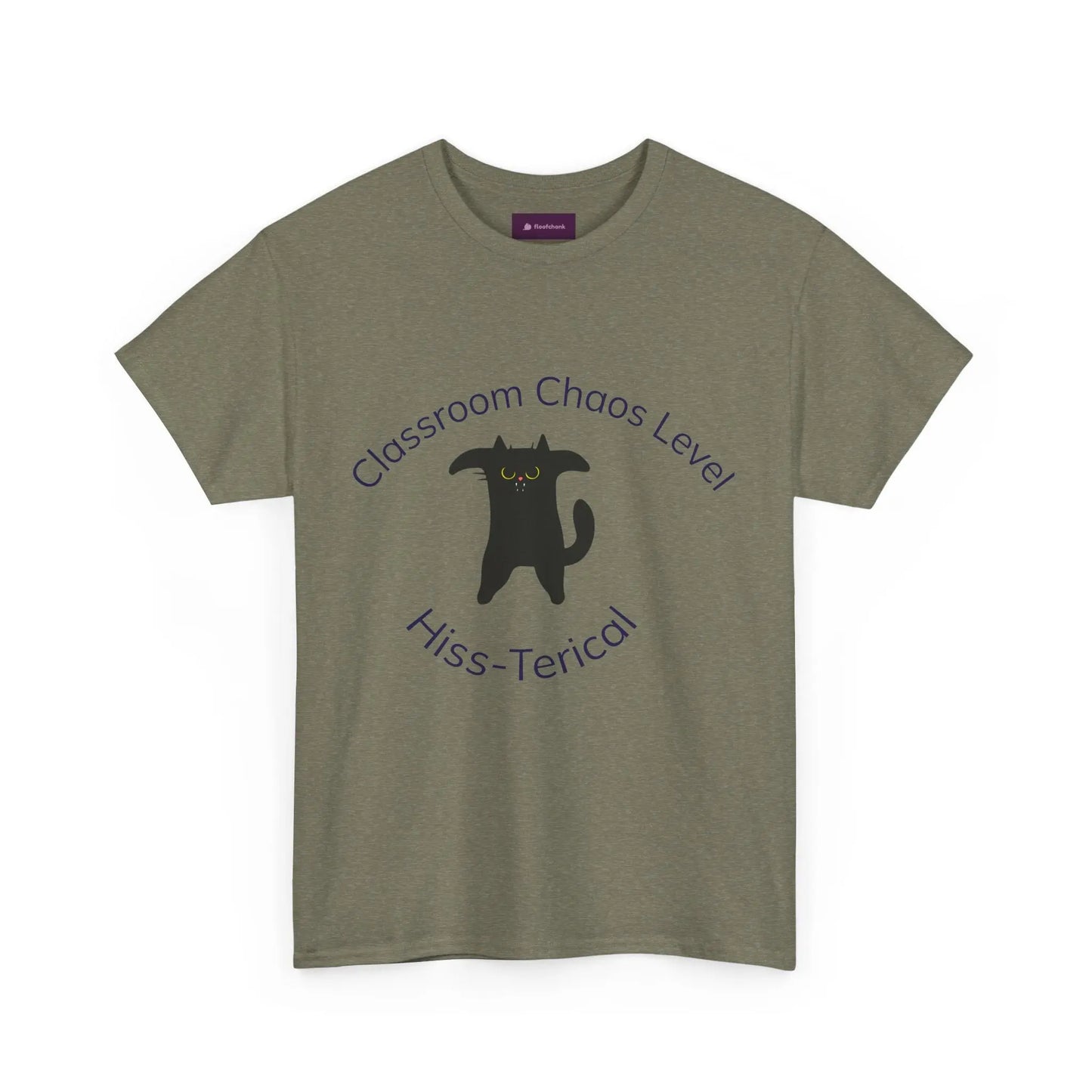 Classroom Chaos Cat Tee – Unisex Heavy Cotton Tee, Funny Cat Shirt, Gift for Cat Lovers, Teacher Humor Top, Hiss-Terical Cotton Tee Printify