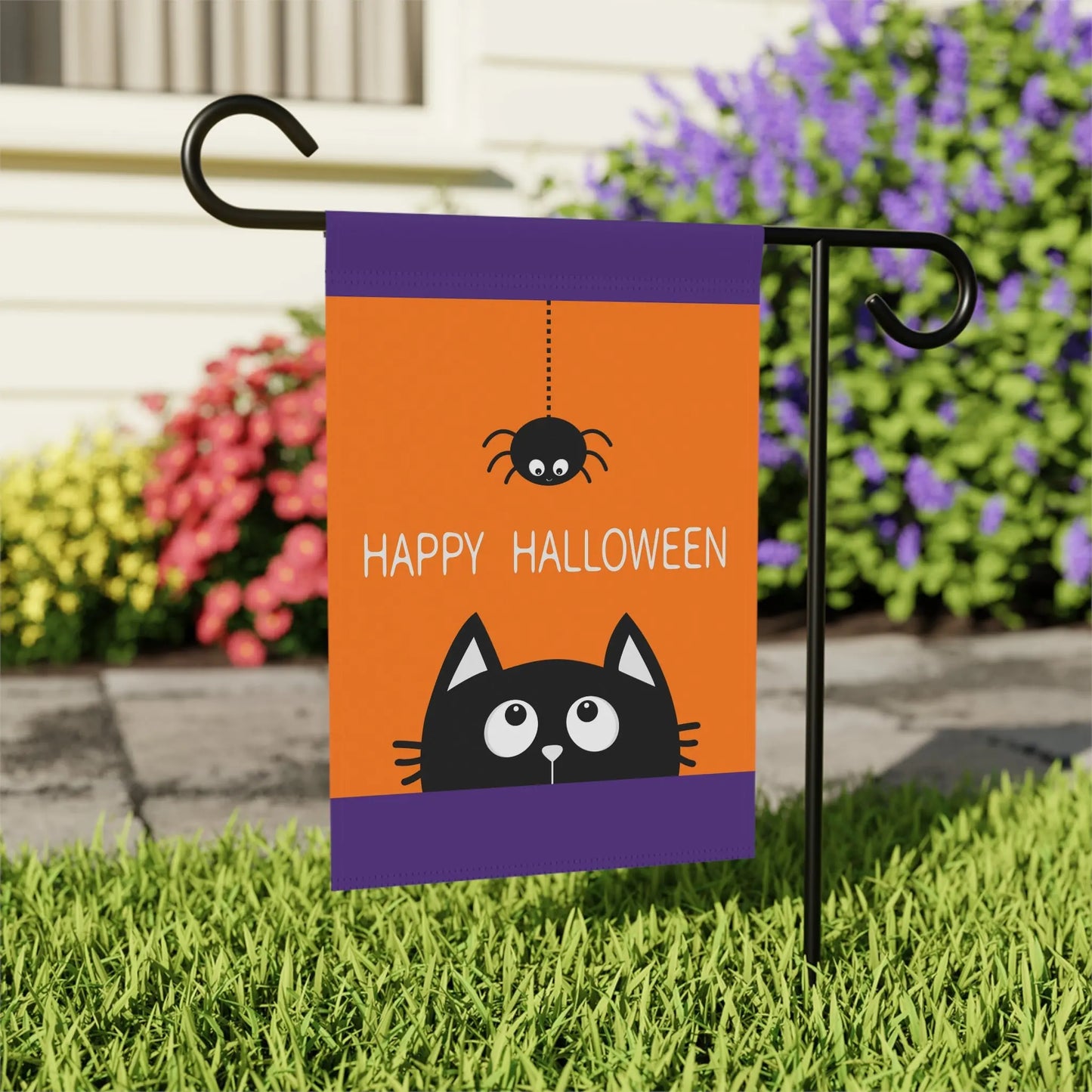 Halloween Garden Banner, Spooky Decor, Cat Flag, Outdoor Halloween Home Decoration, Fall Festive Yard Sign Printify