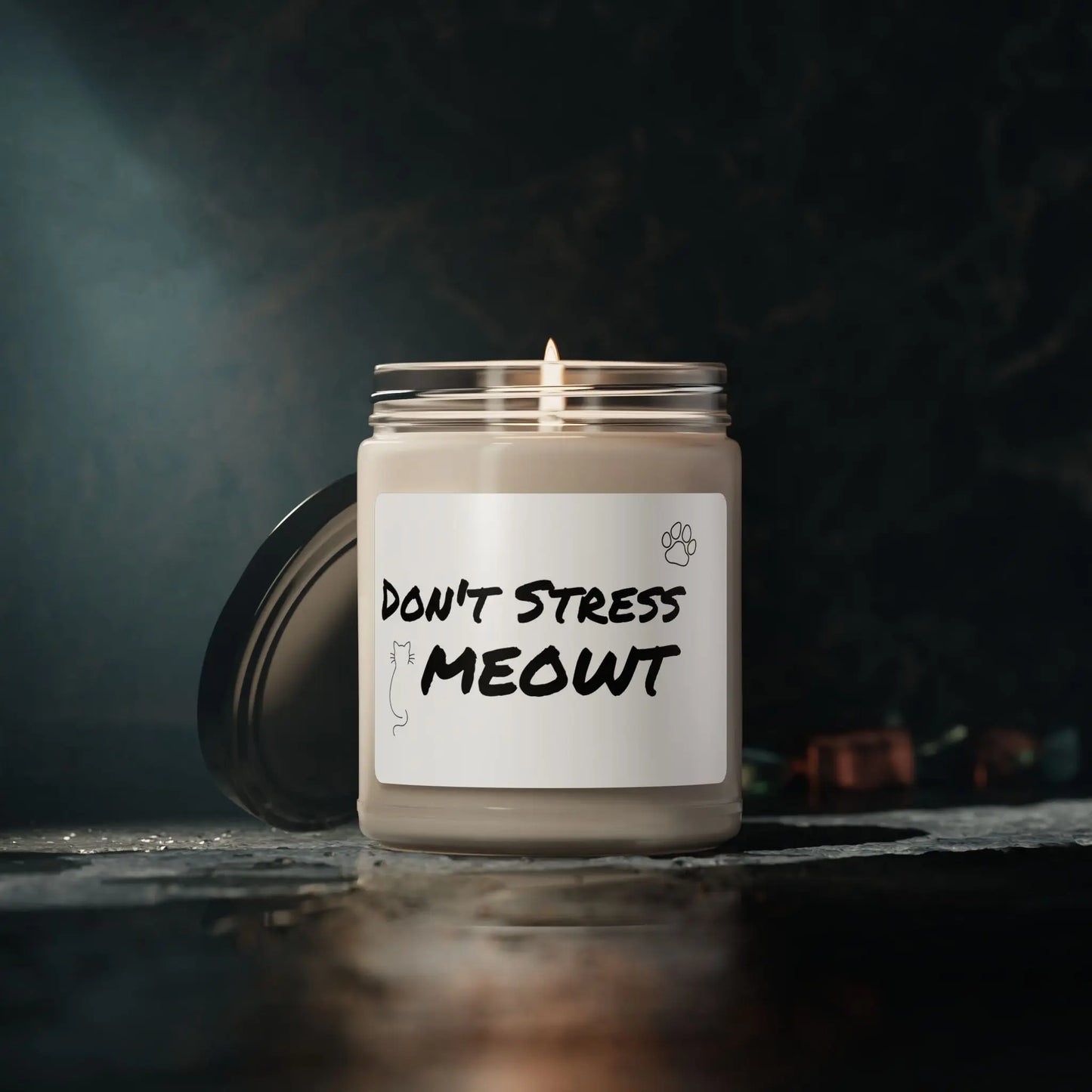 Cat-Themed Scented Soy Candle - 'Don't Stress Meowt' Printify
