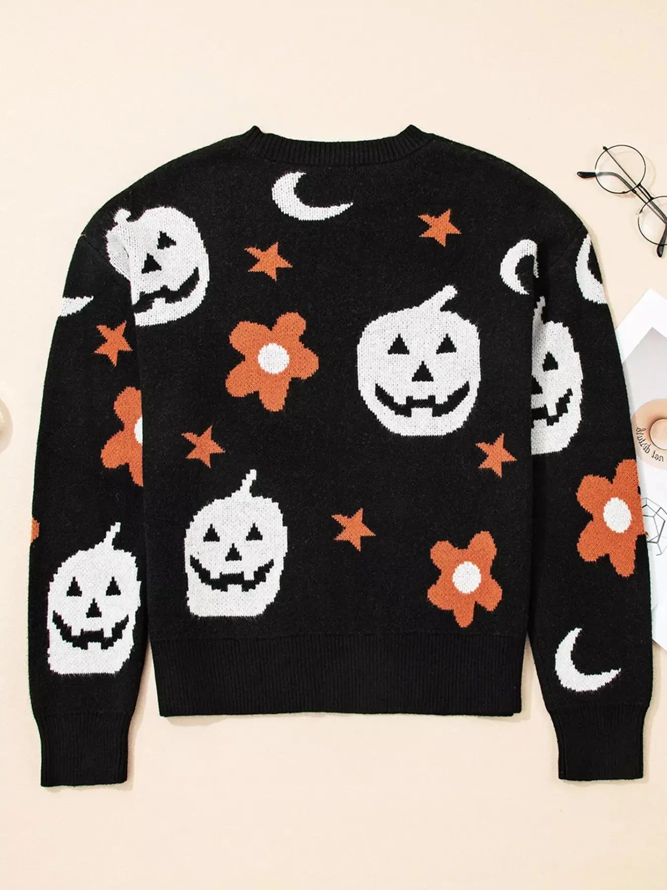 Halloween Gothic Pattern Long Sleeve Sweater - FloofChonk