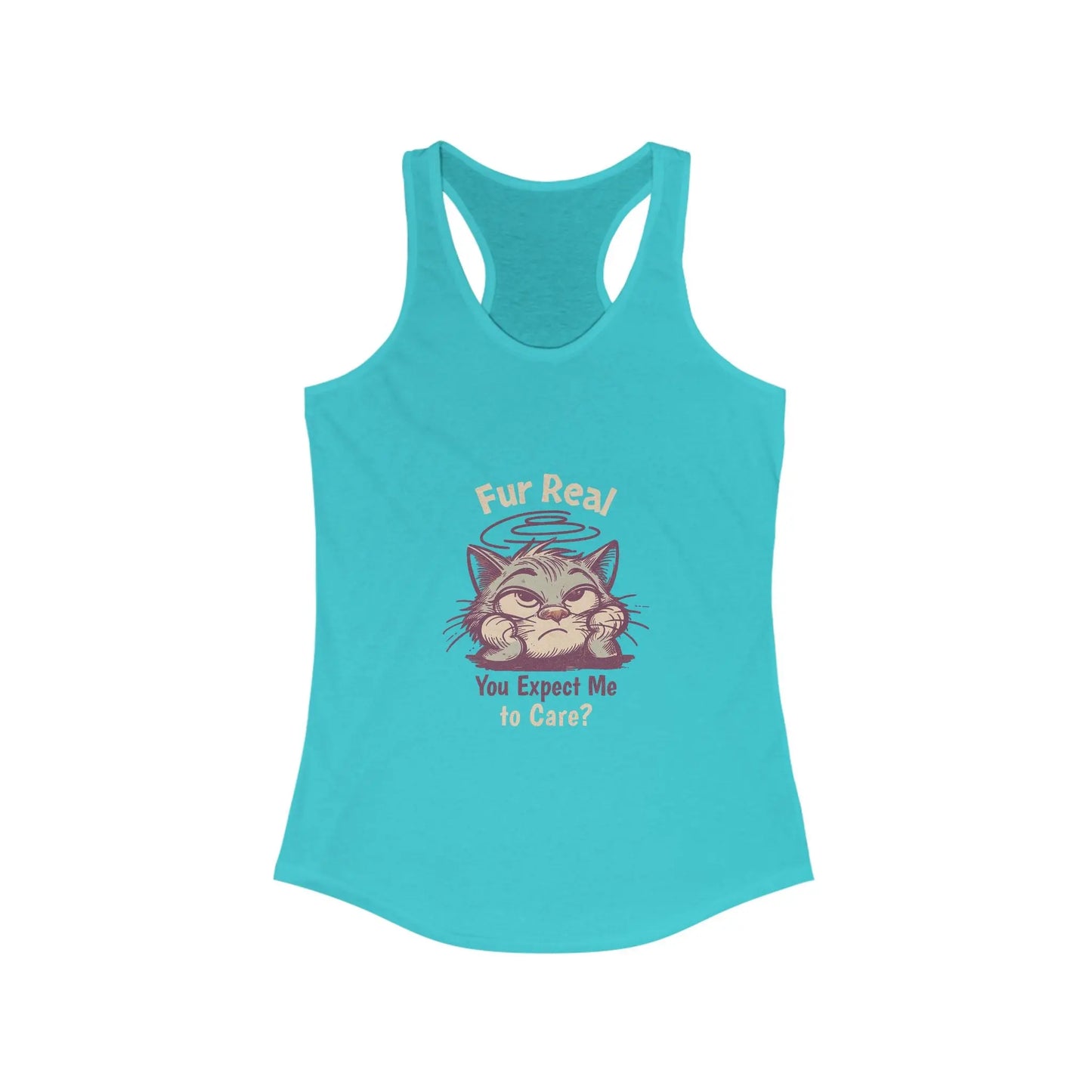 Racerback Tank, "Fur Real" Cat Lover Funny Cat Top - FloofChonk