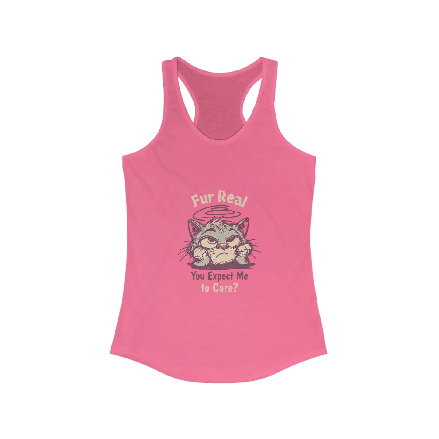 Racerback Tank, "Fur Real" Cat Lover Funny Cat Top - FloofChonk