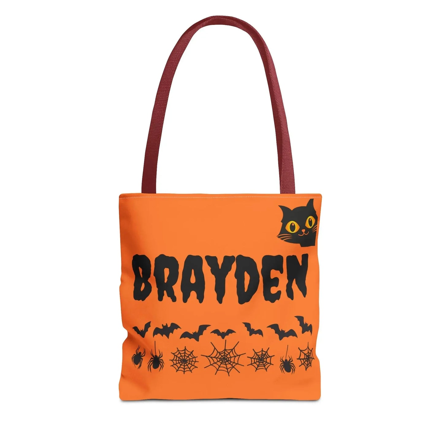 Halloween Personalized Tote Bag, Spooky Shopping Bag, Custom Trick or Treat Bag, Unique Fall Gift, Cat and Skull Design - FloofChonk