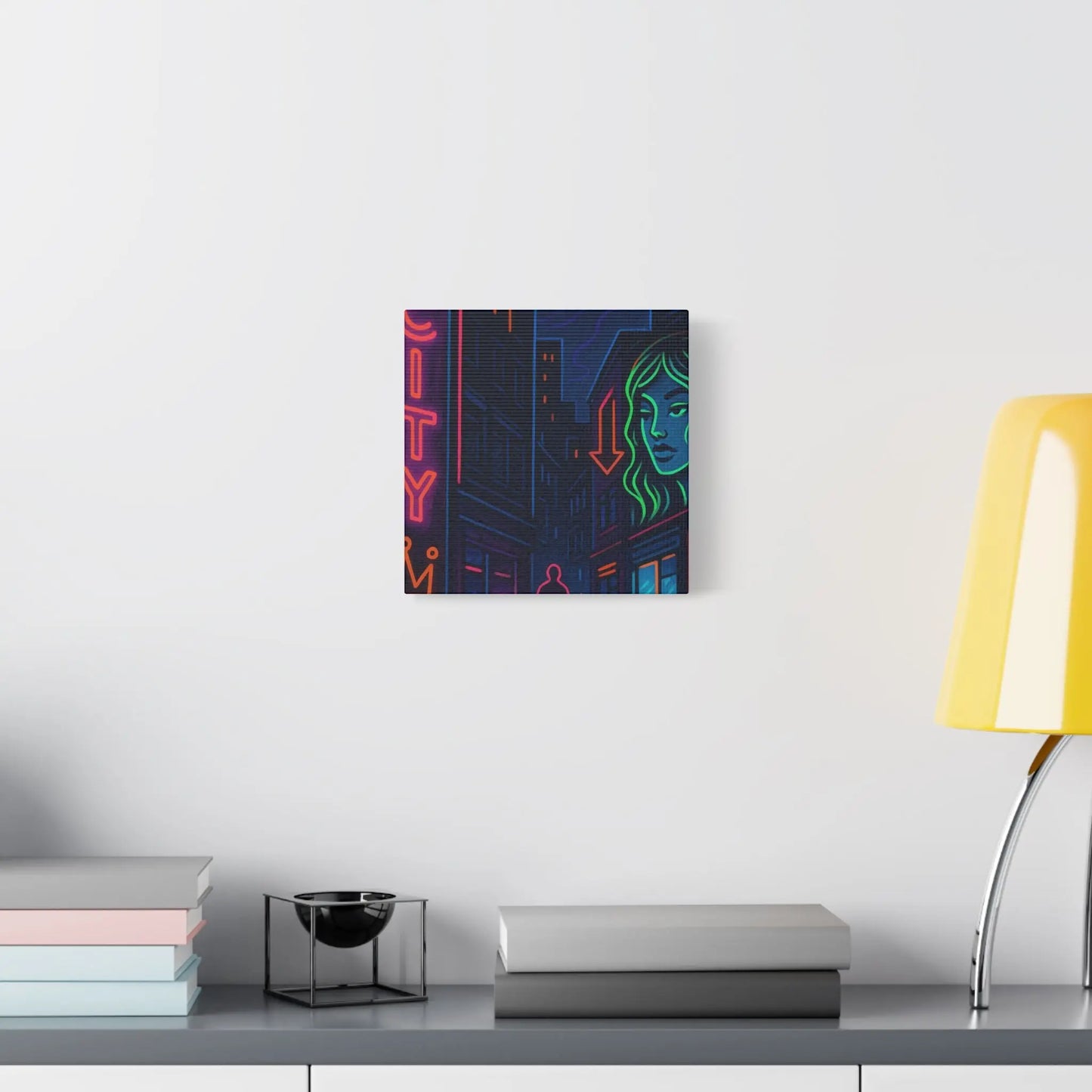 Canvas Art, Urban Neon City Vibes, Stretched Canvas Painting, Modern Home Decor, Gift for Art Lovers, Wall Decor Printify