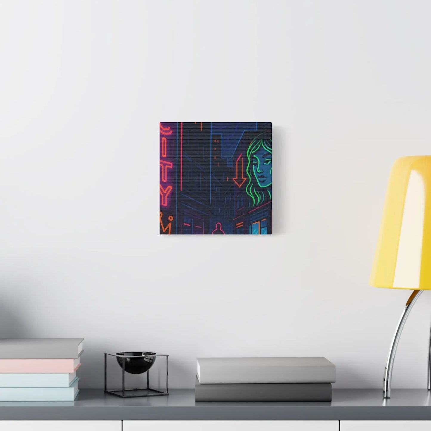 Canvas Art, Urban Neon City Vibes, Stretched Canvas Painting, Modern Home Decor, Gift for Art Lovers, Wall Decor - FloofChonk