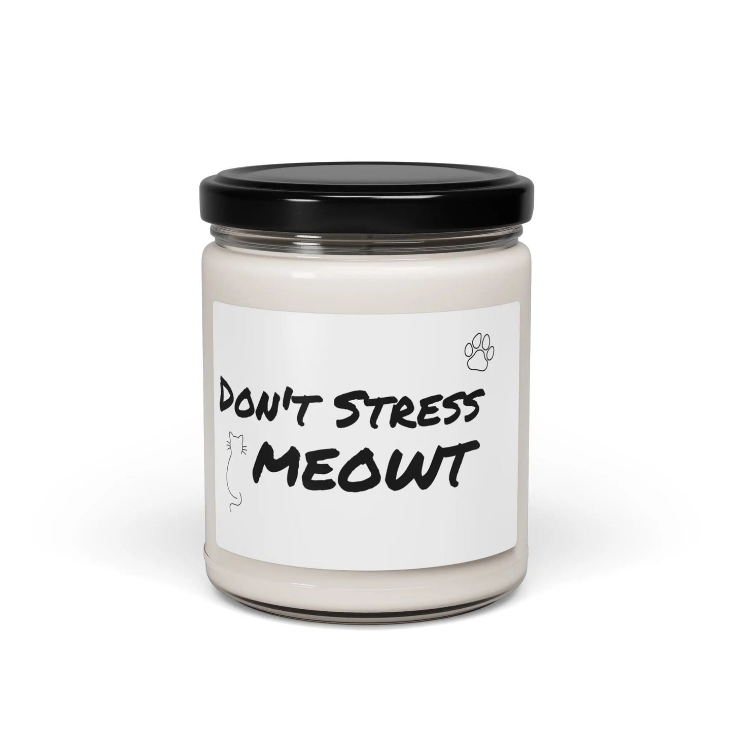 Cat-Themed Scented Soy Candle - 'Don't Stress Meowt' Printify