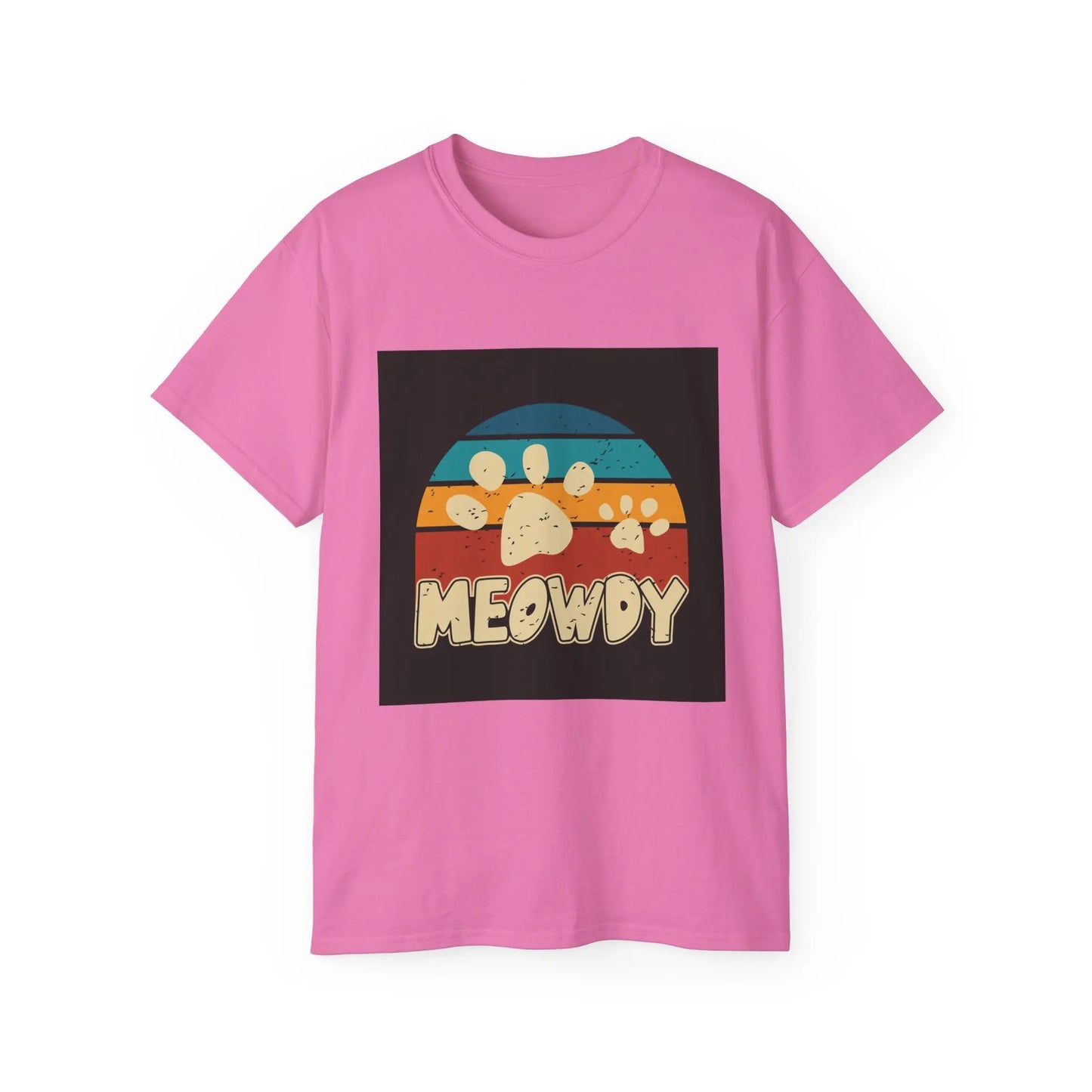 Cat Lover Tee, Retro Meowdy Paw Print Shirt, Unisex Gift for Cat Mom/Dad, Cute Animal Lover T-Shirt, Summer Outfit Apparel Printify