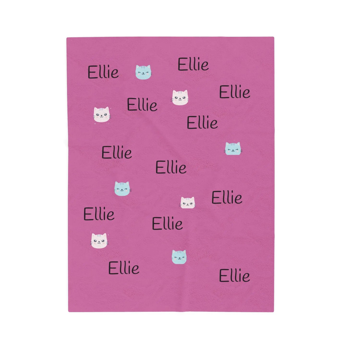 Kids Throw Blanket - Personalized Cat-Themed Velveteen Plush Gift for Cat Lovers Printify