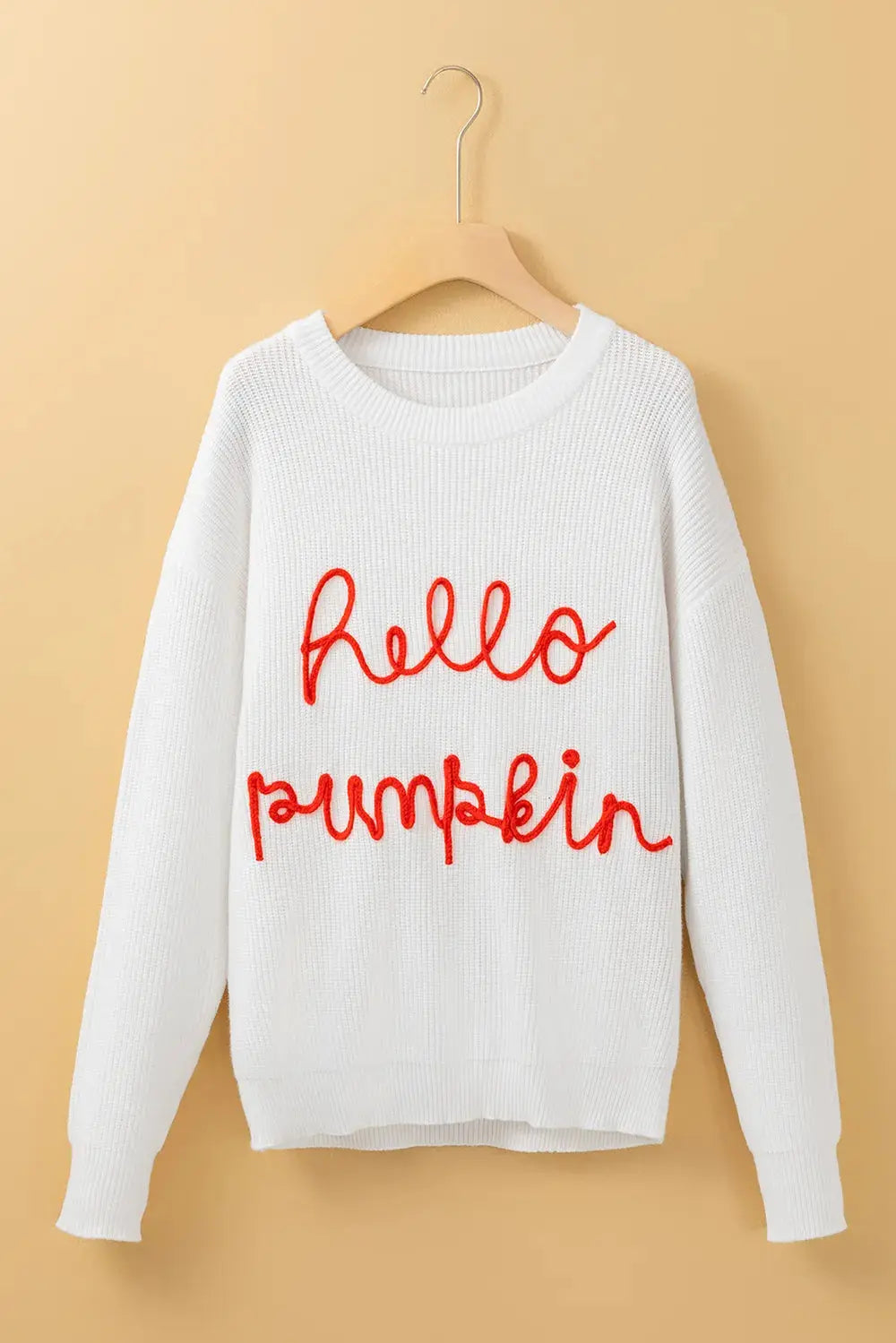 HELLO PUMPKIN Round Neck Long Sleeve Sweater - FloofChonk