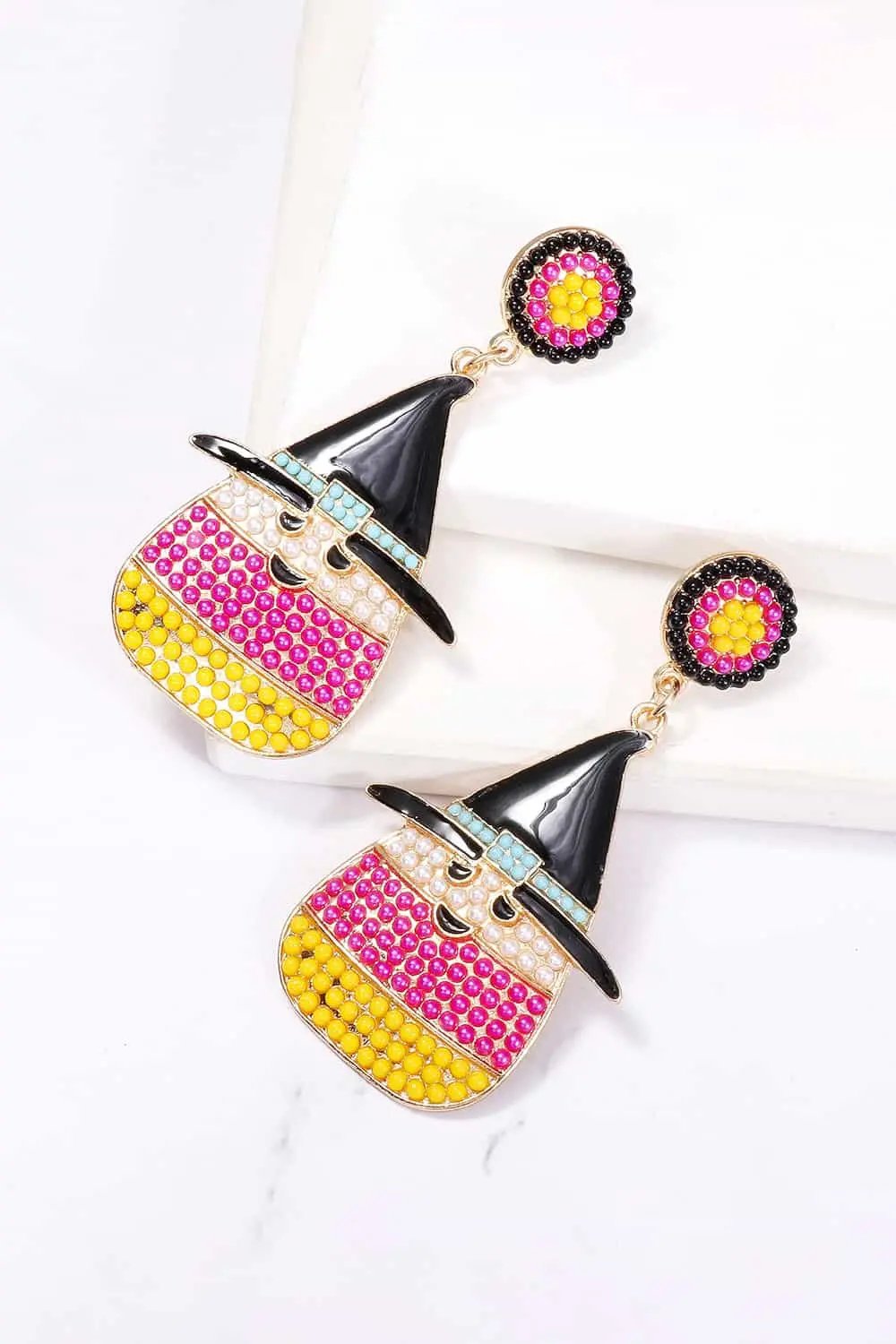 Witch's Hat Shape Synthetic Pearl Dangle Earrings - FloofChonk