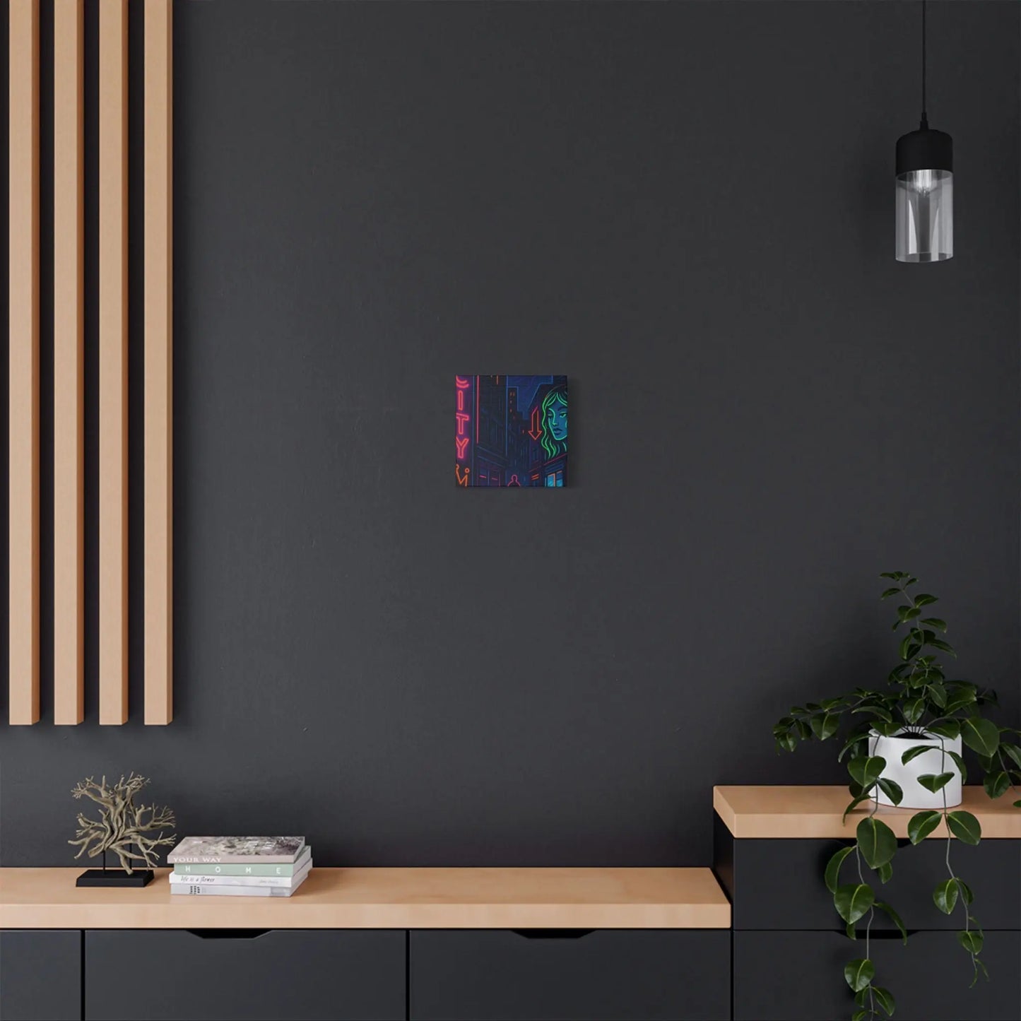 Canvas Art, Urban Neon City Vibes, Stretched Canvas Painting, Modern Home Decor, Gift for Art Lovers, Wall Decor Printify