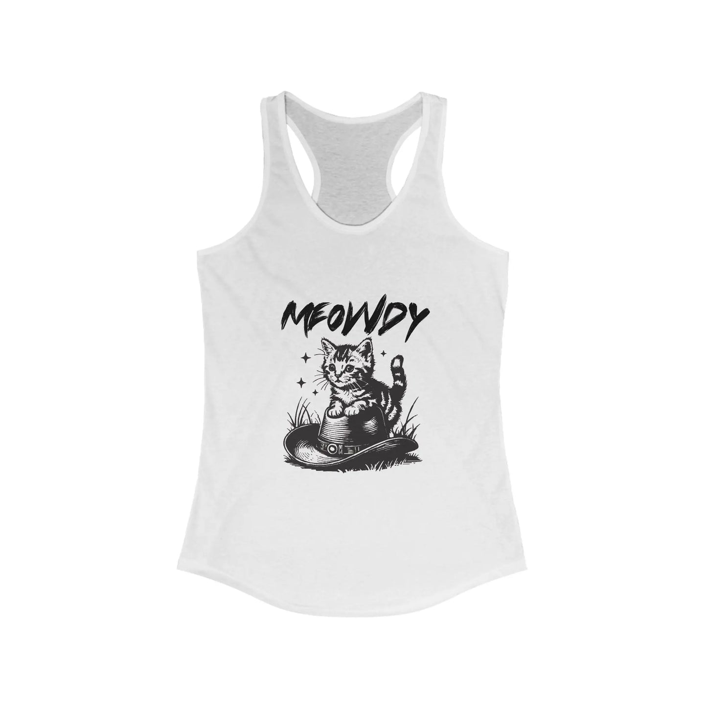Meowdy Cat Racerback Tank - Women's Cute Pet Lover Summer Top, Casual Wear, Animal Print Shirt, Cat Mom Apparel Printify