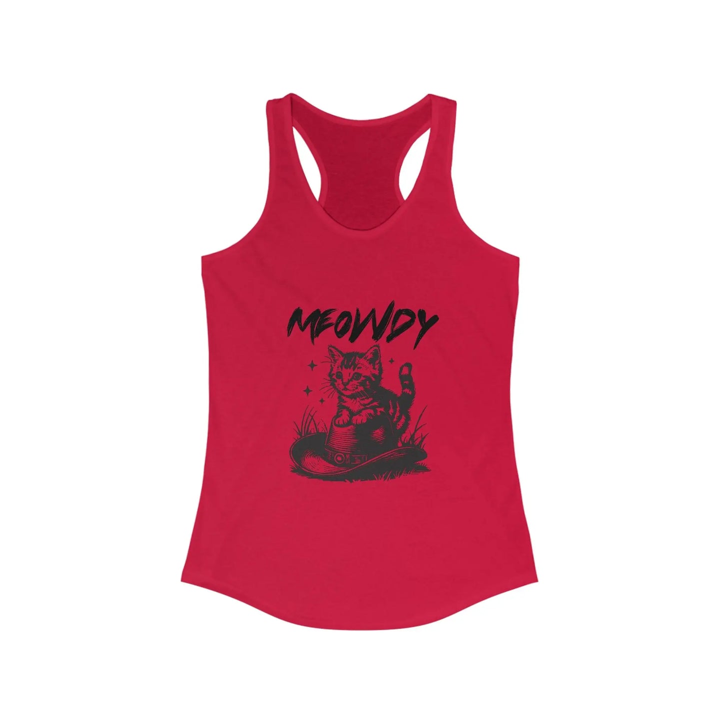 Meowdy Cat Racerback Tank - Women's Cute Pet Lover Summer Top, Casual Wear, Animal Print Shirt, Cat Mom Apparel Printify