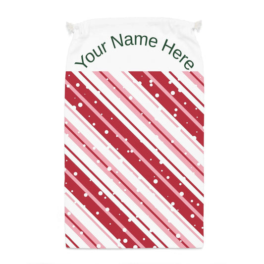 Personalized Candy Cane Stripe Gift Sack – Custom Name Christmas Gift Bag Printify