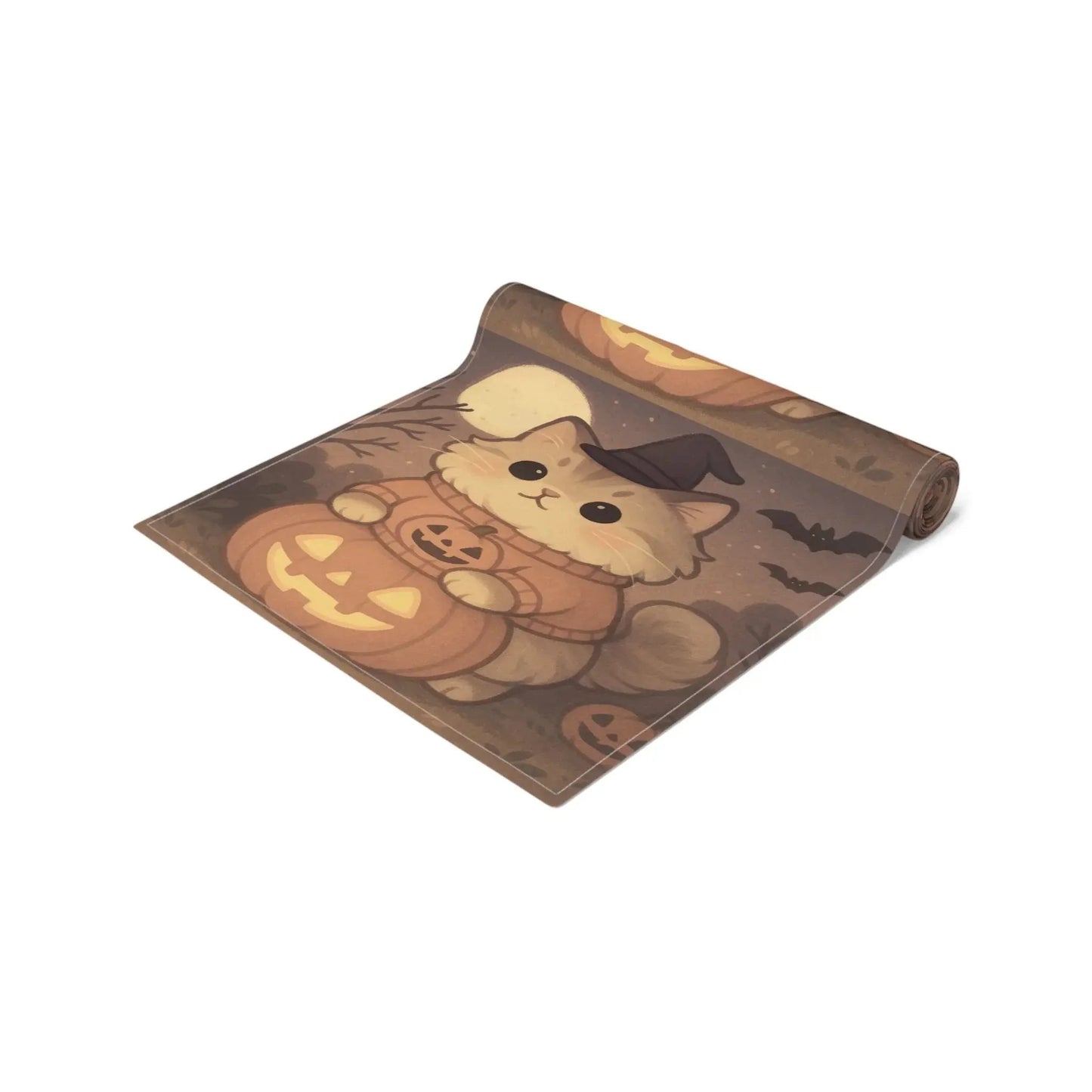 Cotton Halloween Cat Table Runner - FloofChonk