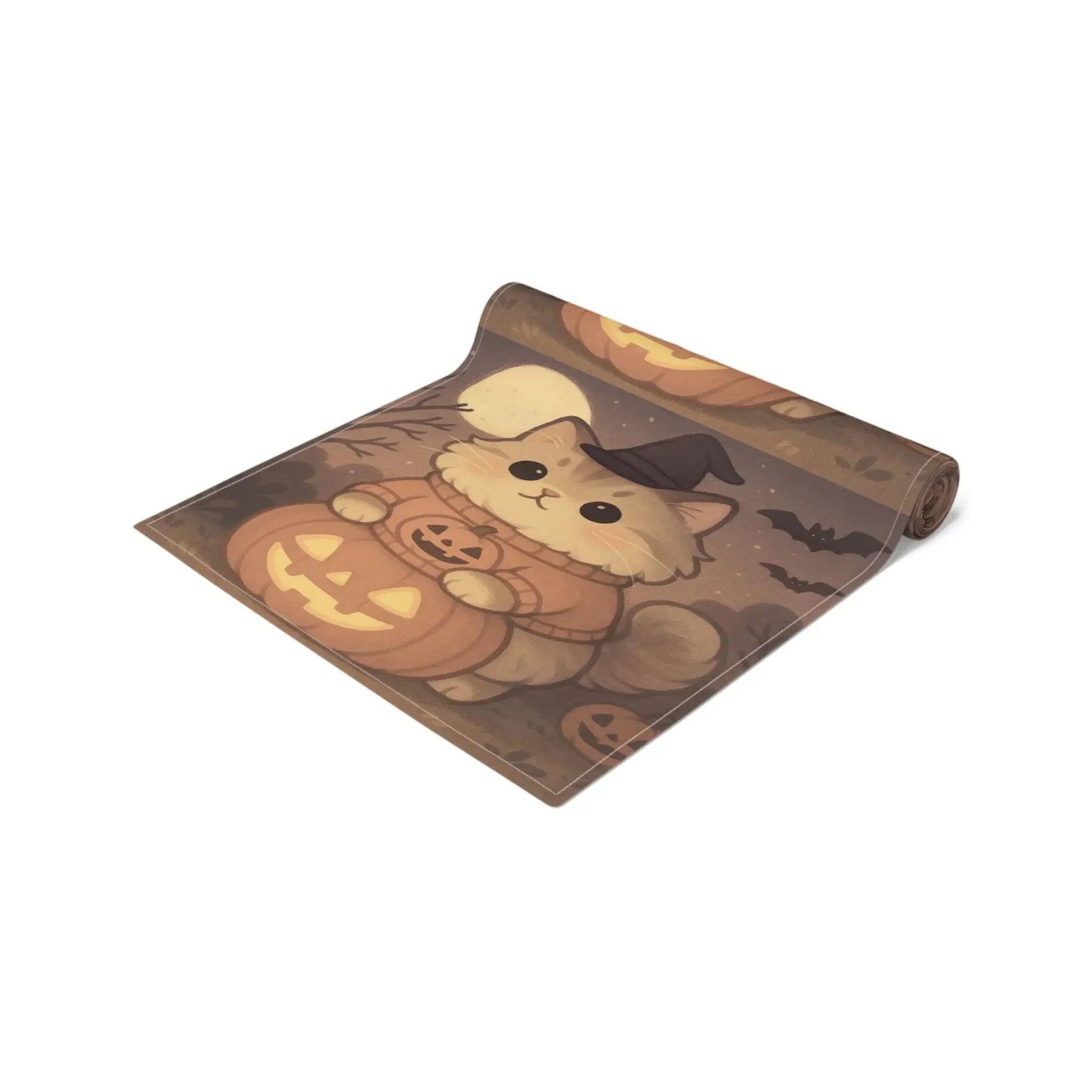 Cotton Halloween Cat Table Runner - FloofChonk