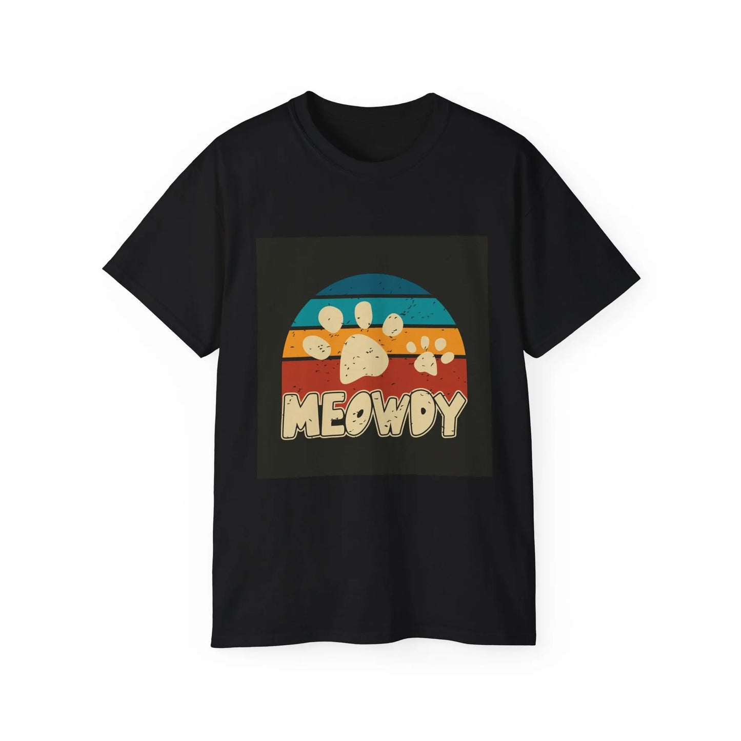 Cat Lover Tee, Retro Meowdy Paw Print Shirt, Unisex Gift for Cat Mom/Dad, Cute Animal Lover T-Shirt, Summer Outfit Apparel Printify