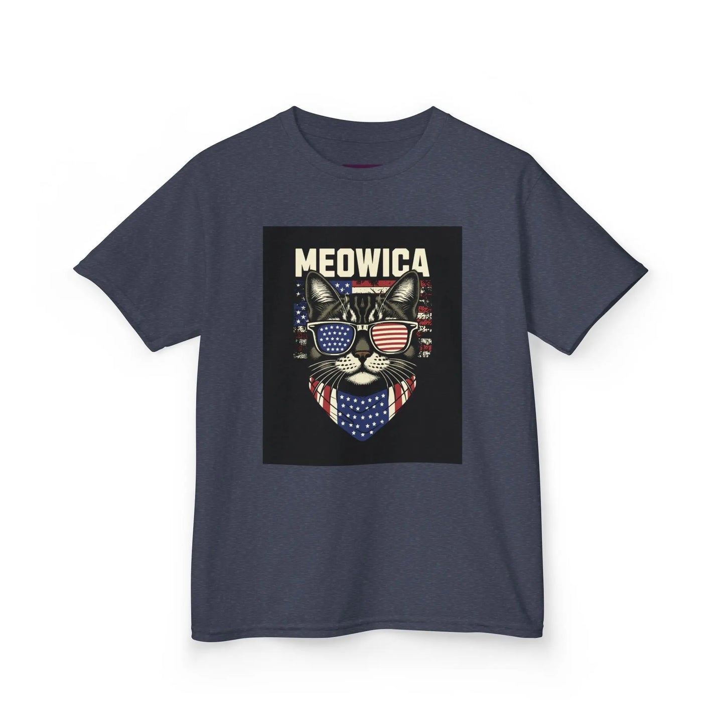 Kids Tee Patriotic Cat Fun T-Shirt for Kids 4th of July Gift Summer Style Shirt Printify